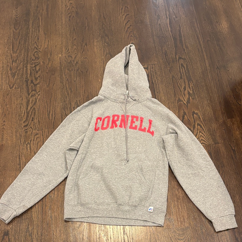 Russell Athletic Women’s Gray Hoodie with Red Cornell Print Size Small